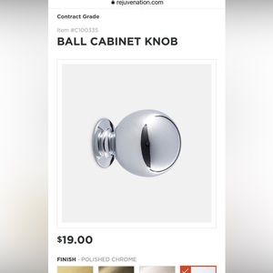 Lot of 10 Rejuvenation Polished Chrome Ball Cabinet Knobs